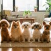 Küçük köpek ırkları: toy poodle, pomeranian, maltese ve shih tzu bir arada