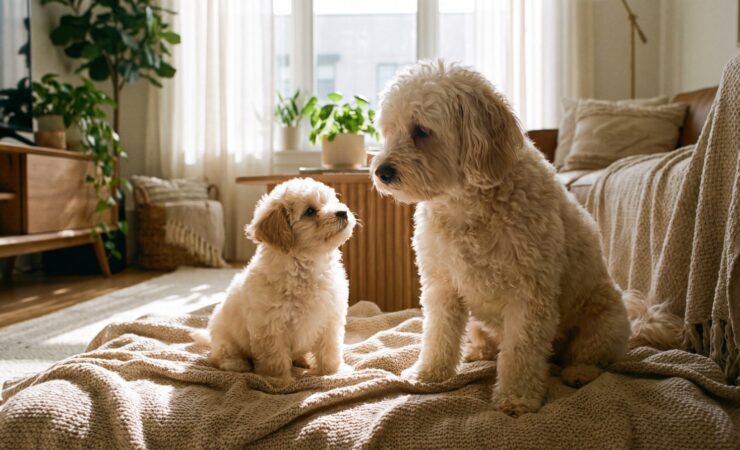 Maltipoo yavru ve yetişkin maltipoo boy karşılaştırması